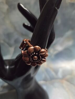 Floral Hoop Earrings in Antique Copper